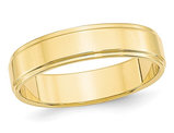 Ladies or Men's 10K Yellow Gold 5mm Flat Wedding Band Ring with Step Edge